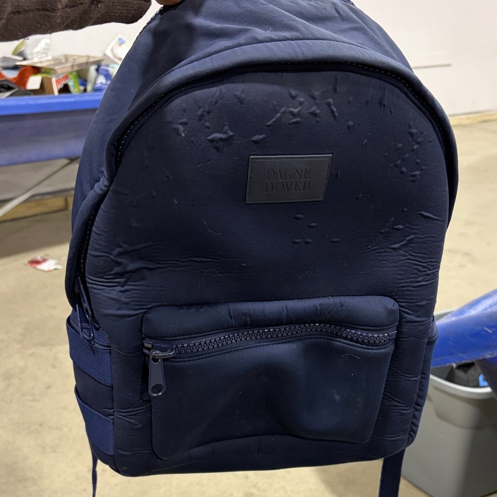 Dagne Dover Navy Backpack with Front Zip Pocket